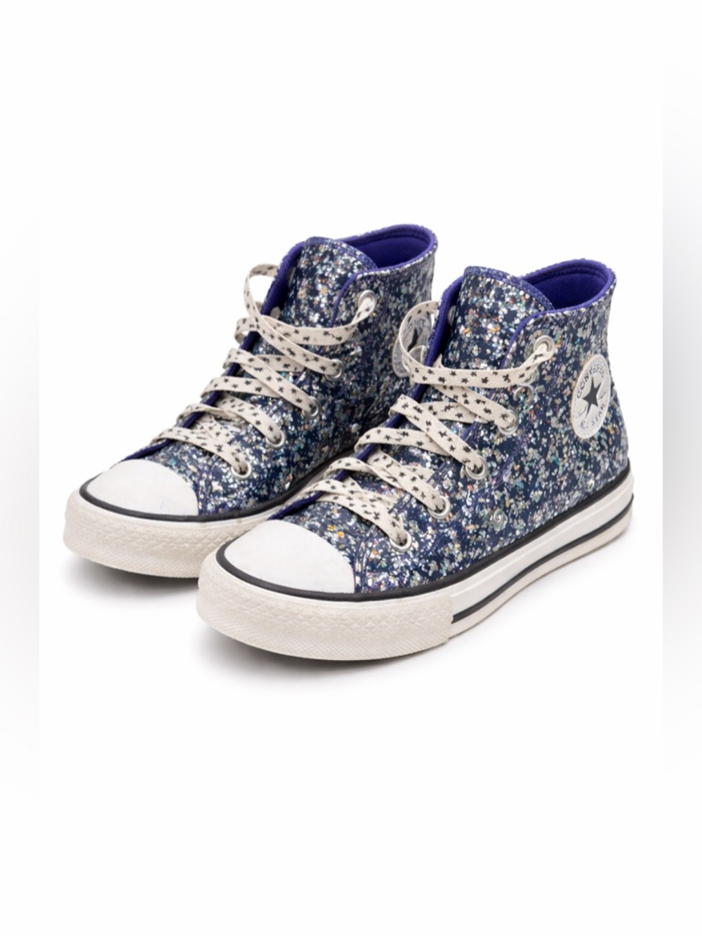 Converse Glitter High Top Kids Star Laces Y2K Cosmic Sparkle Sneaker- Sz 1 youth